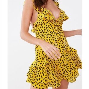 Yellow Cheetah print mini dress